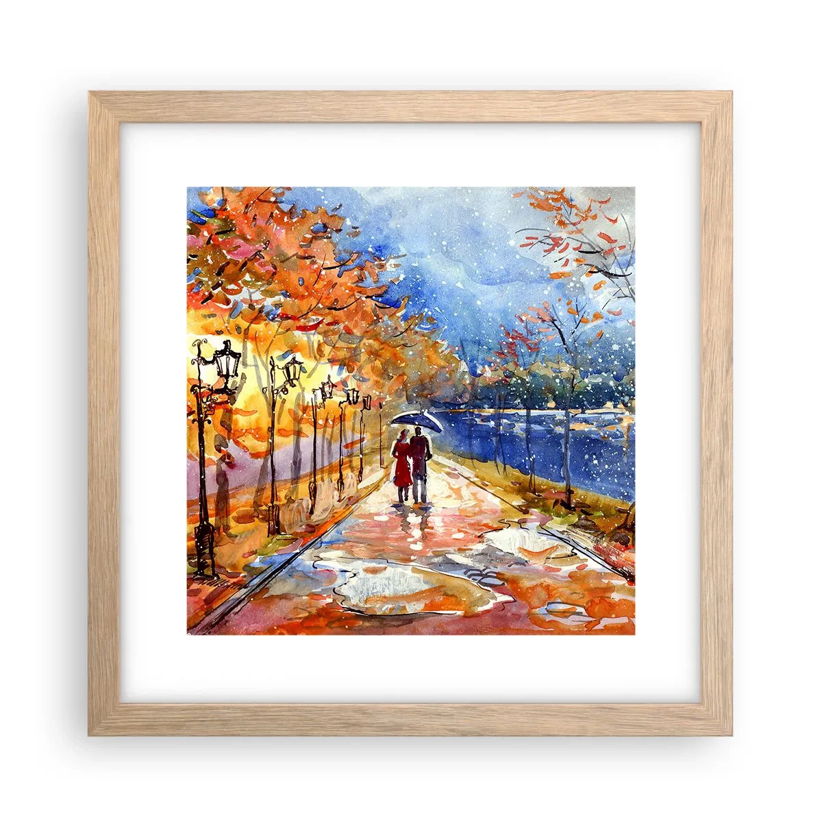 Plakat i ramme af lyst egetræ - Sammen indtil tidsfristen - 30x30 cm