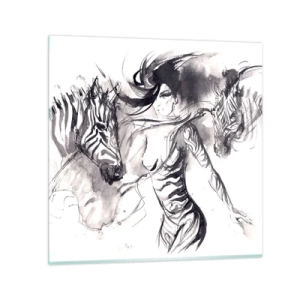 Billede på glas - Danser med zebraer - 30x30 cm