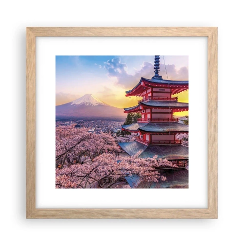 Plakat i ramme af lyst egetræ - Essensen af ​​den japanske ånd - 30x30 cm