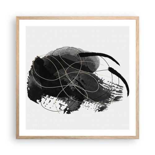 Plakat i ramme af lyst egetræ - Kom frem fra det sorte - 60x60 cm