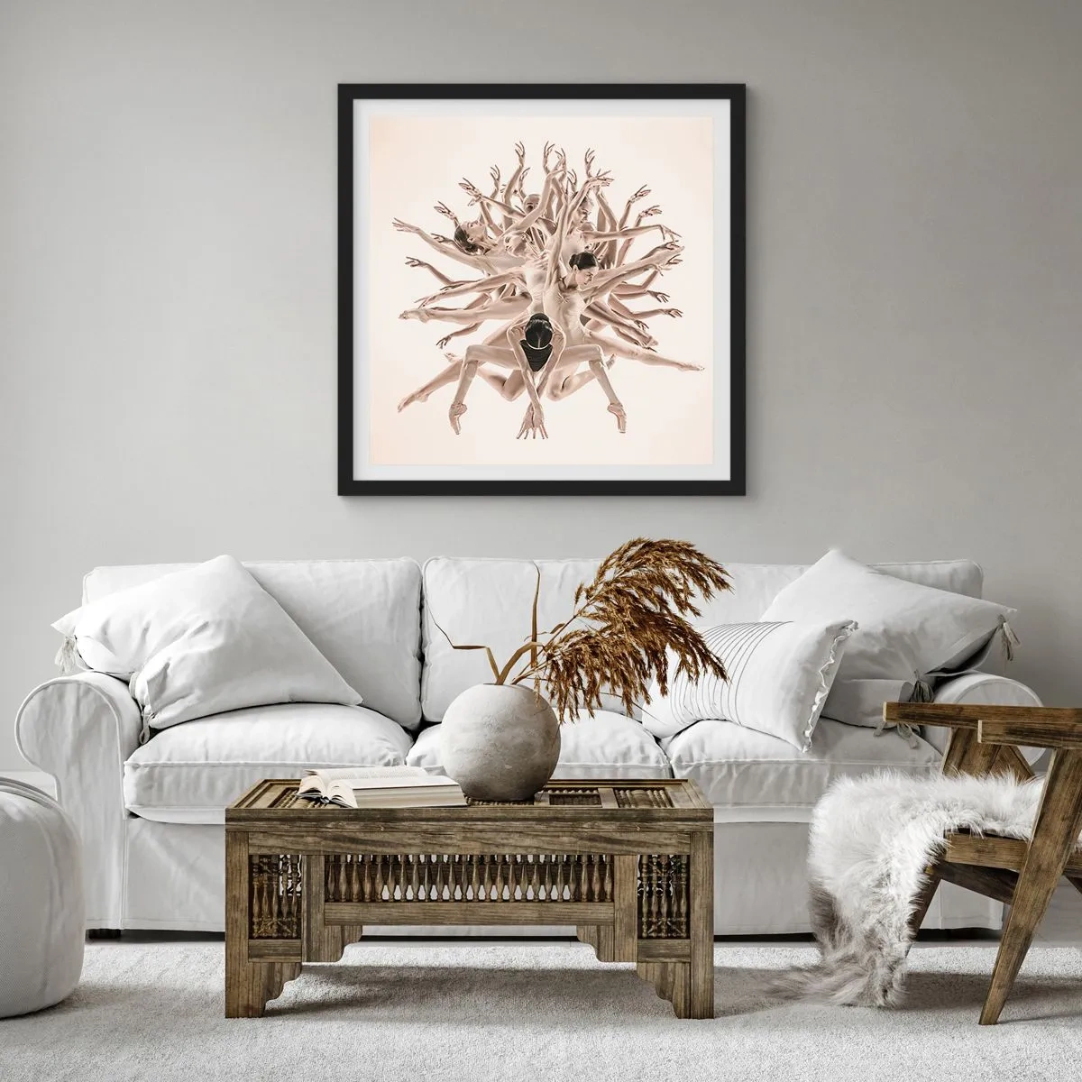 Plakat i sort ramme - Blomstrende i dans - 30x30 cm