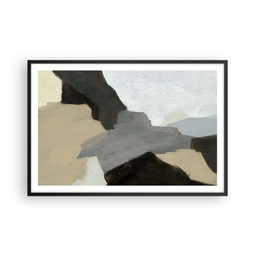 Plakat i sort ramme - Abstraktion: afsked med det grå - 91x61 cm