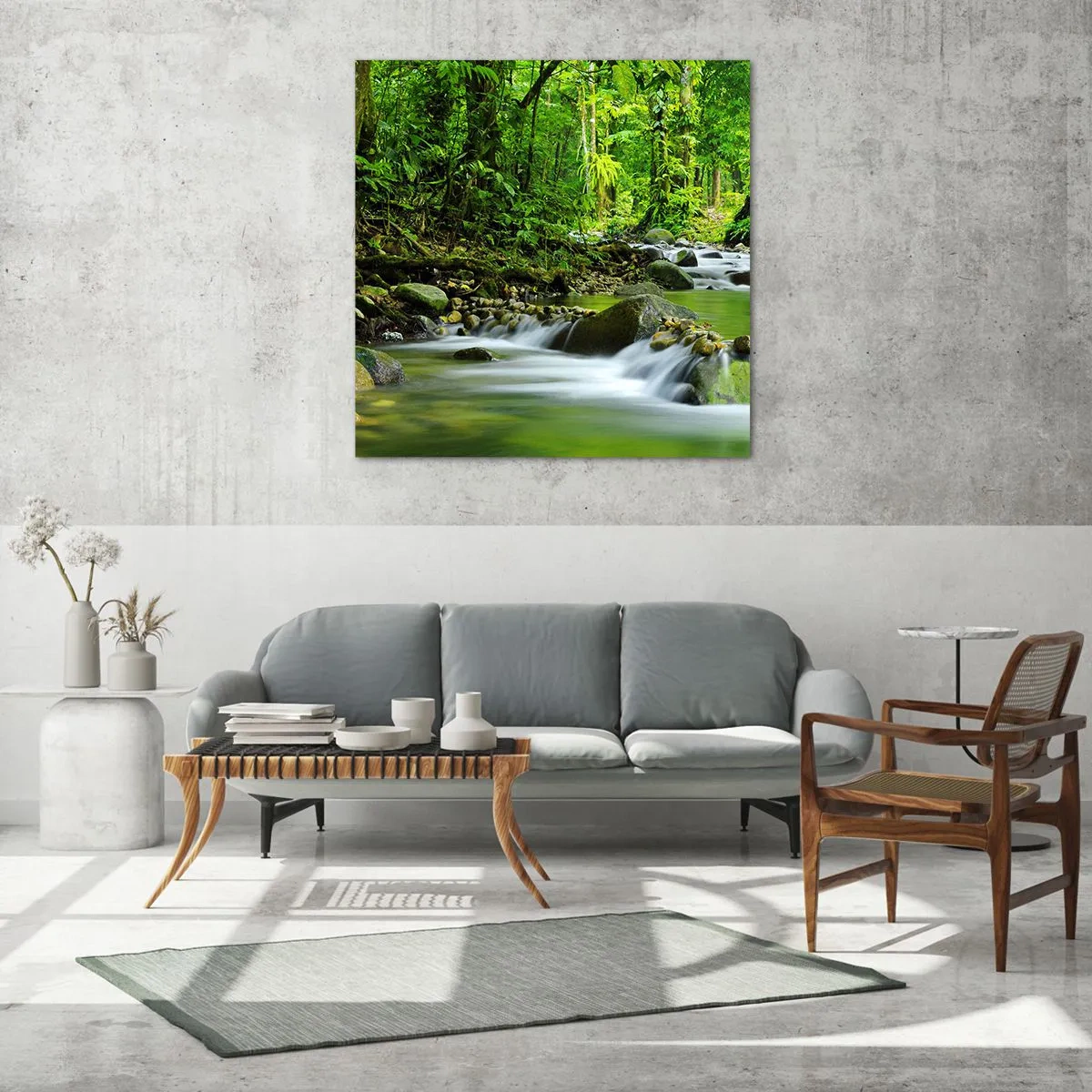 Billede på glas - Svøm i et hav af grønt - 60x60 cm