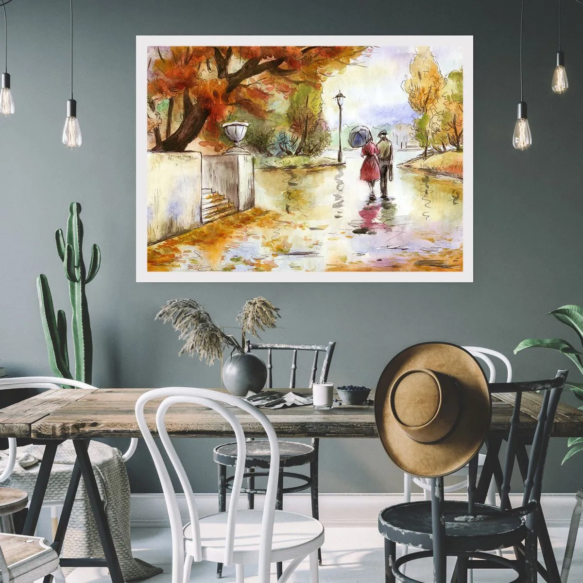 Plakat - Romantisk efterår i parken - 50x40 cm