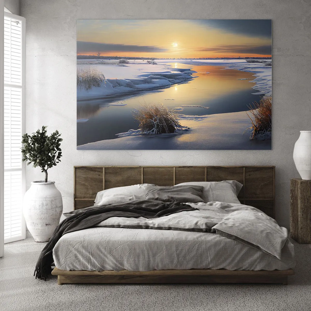 Billede på glas - Vintersolnedgang - 70x50 cm
