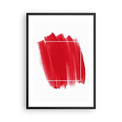 Plakat i sort ramme - Rød pensel med hvid omrids i minimalistisk stil - 50x70cm - Uden for rammen - Moderne vægdekoration til stue og soveværelse ARTTOR
