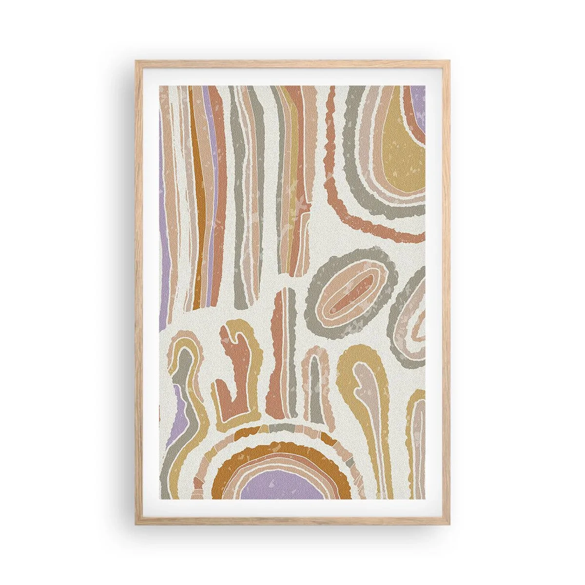 Plakat i ramme af lyst egetræ - Farverige tværsnit - 61x91 cm