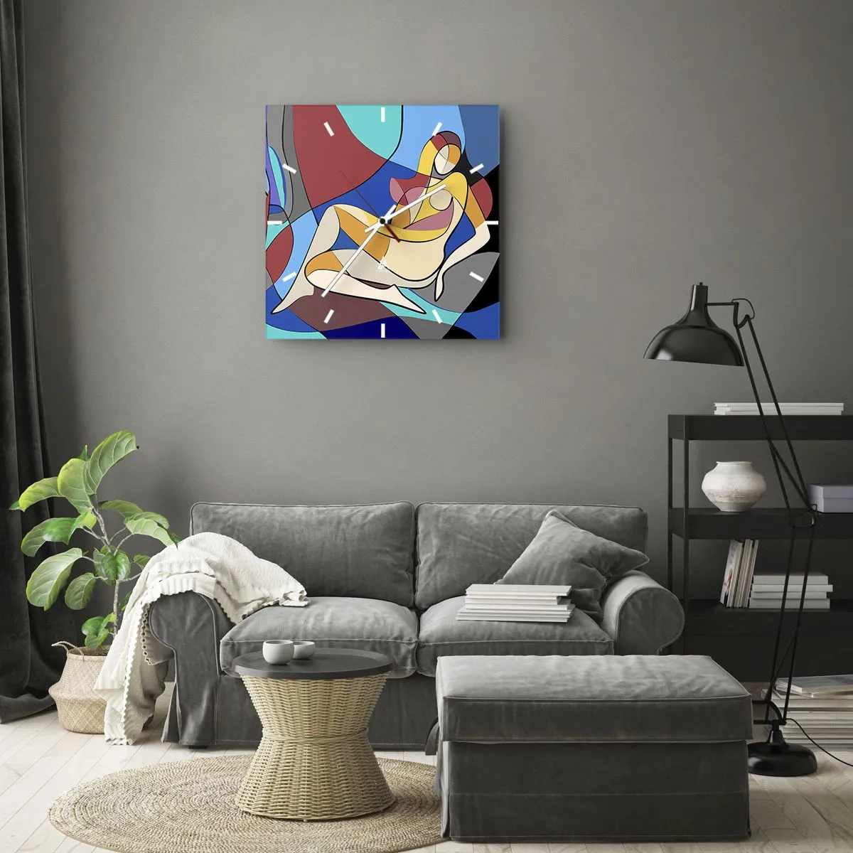 Vægur, Uret - Kubistisk nøgen - 40x40 cm