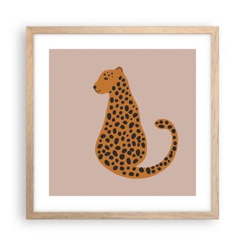 Plakat i ramme af lyst egetræ - Leopardprint er et moderigtigt mønster - 40x40 cm