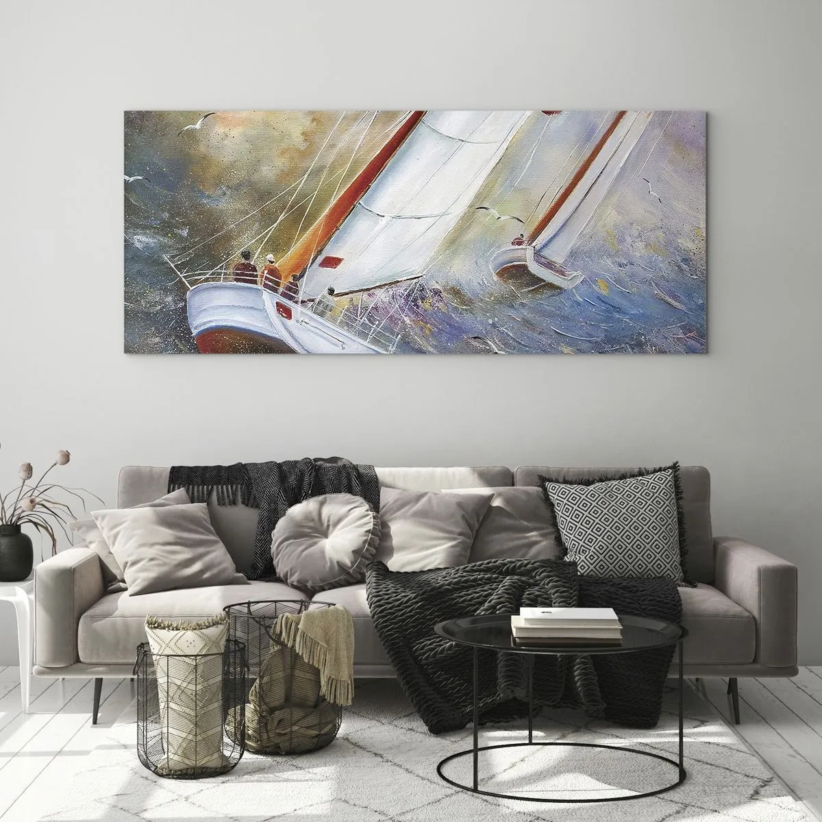Billede på glas - Løber på bølgerne - 120x50 cm