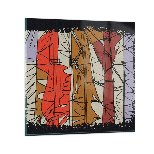 Billede på glas - Spontan komposition - 30x30 cm