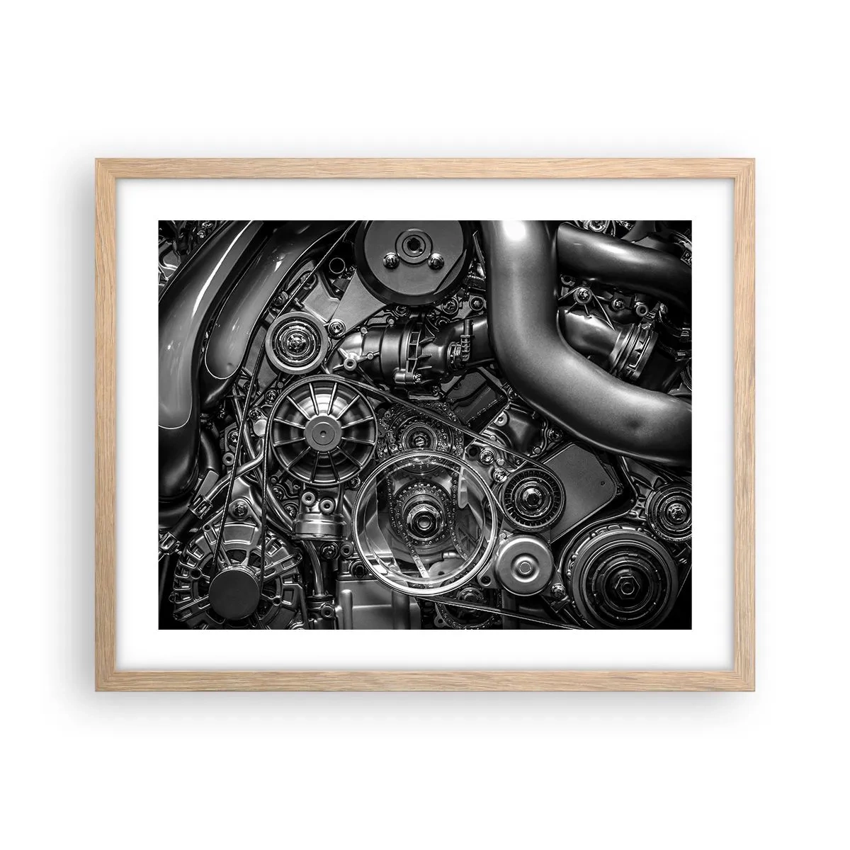 Plakat i ramme af lyst egetræ - Mekanikkens poesi - 50x40 cm
