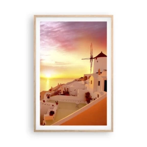 Plakat i ramme af lyst egetræ - Opløses i hvidt og guld - 61x91 cm