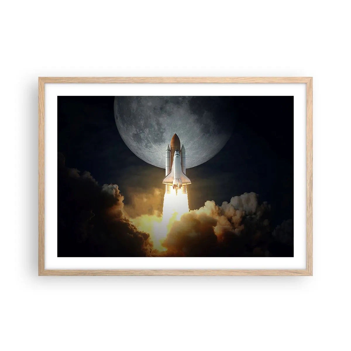 Plakat i ramme af lyst egetræ - Begyndelsen på et overjordisk eventyr - 70x50 cm