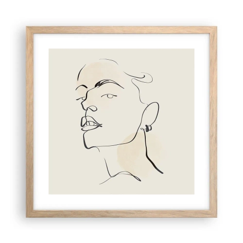 Plakat i ramme af lyst egetræ - Et stolt blik - 40x40 cm