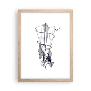 Plakat i ramme af lyst egetræ - En undersøgelse af berøring - 30x40 cm
