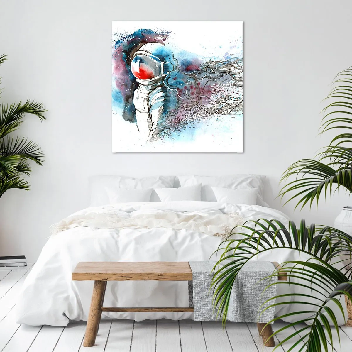 Lærredstryk - Billede på lærred - Alene med kosmos - 70x70 cm