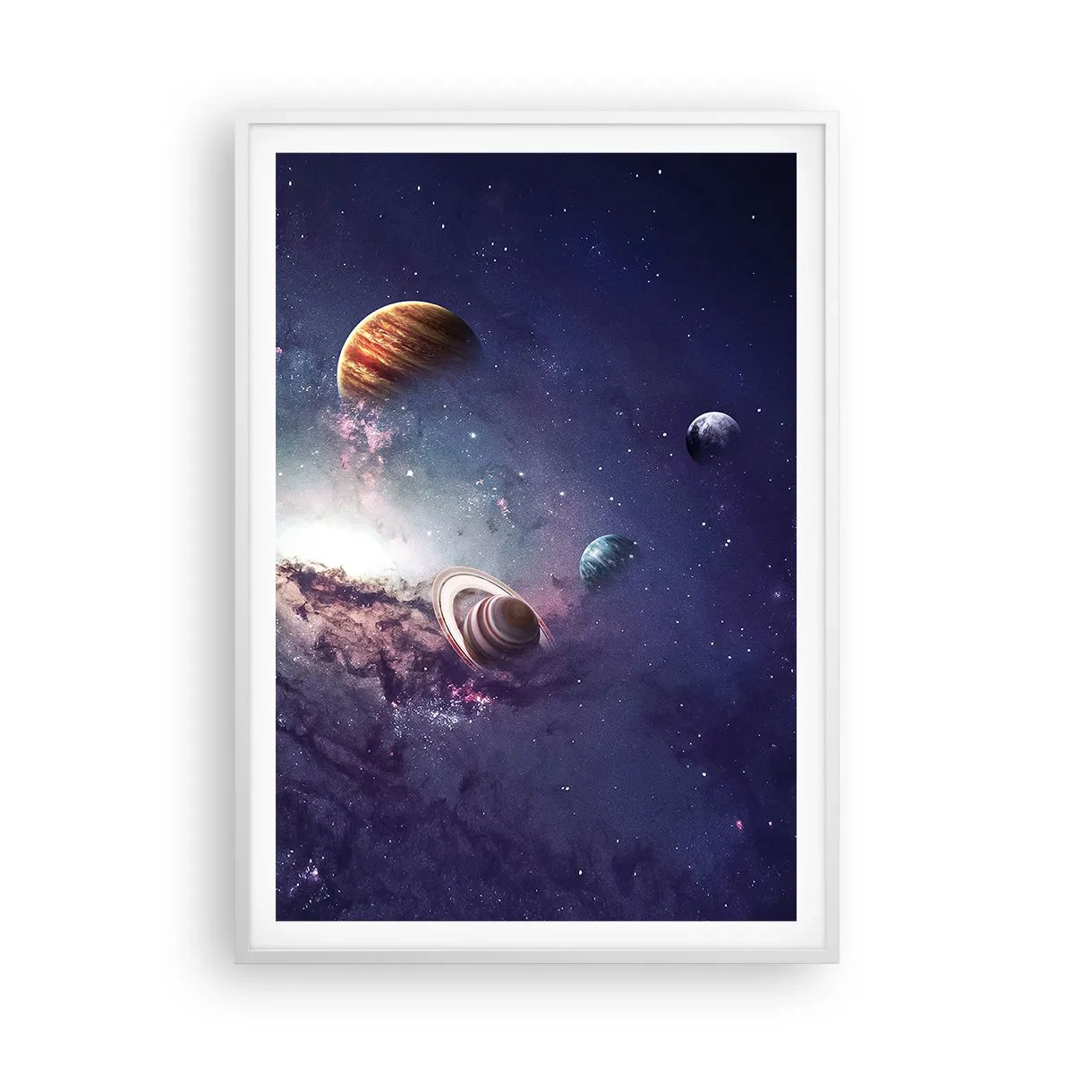 Plakat i hvid ramme - Systemet med soldans - 70x100 cm