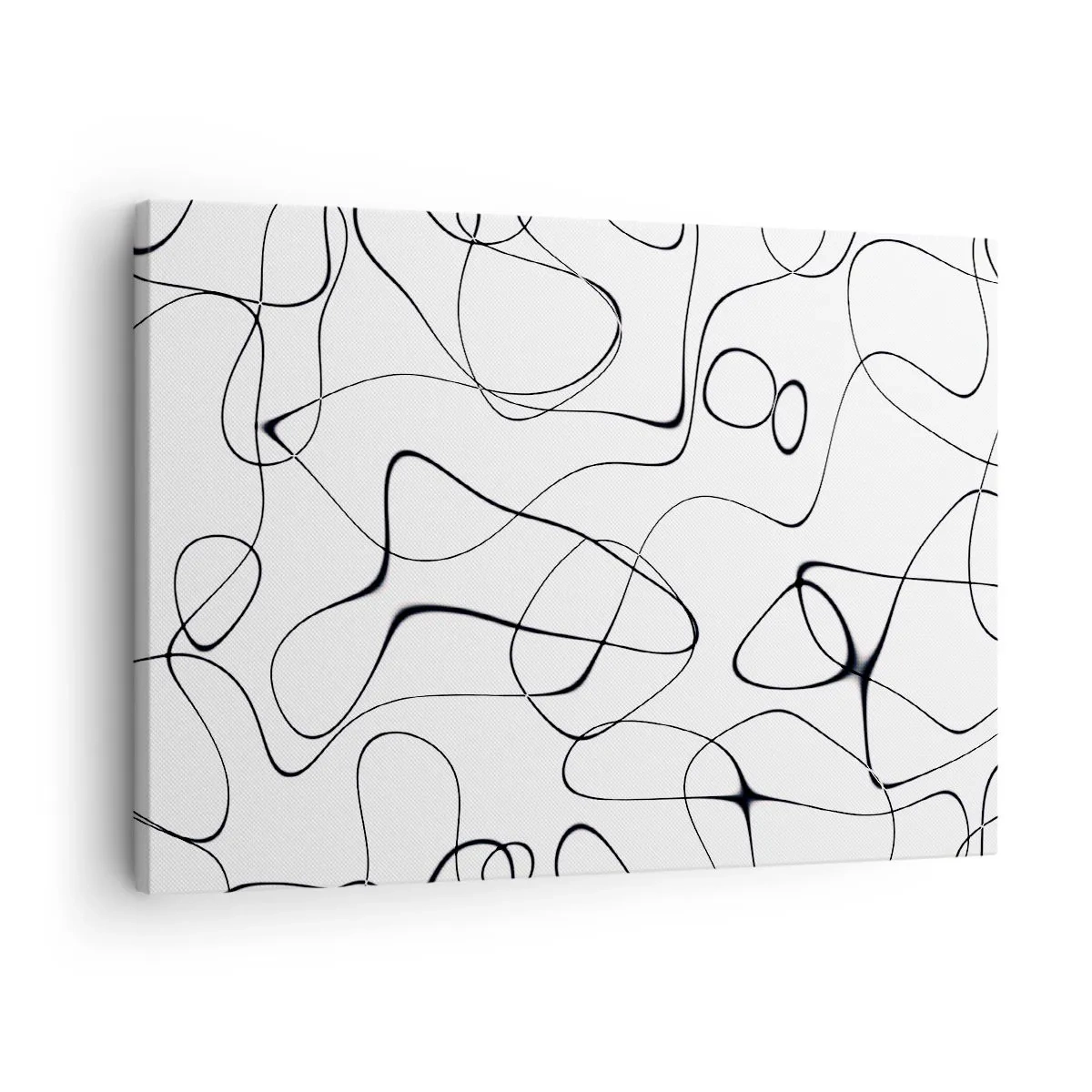 Lærredstryk - Billede på lærred - Abstrakte sorte linjer på en hvid baggrund i minimalistisk stil - 70x50cm - Livets veje, skæbnens omskiftelser - Moderne vægdekoration til stue og soveværelse ARTTOR