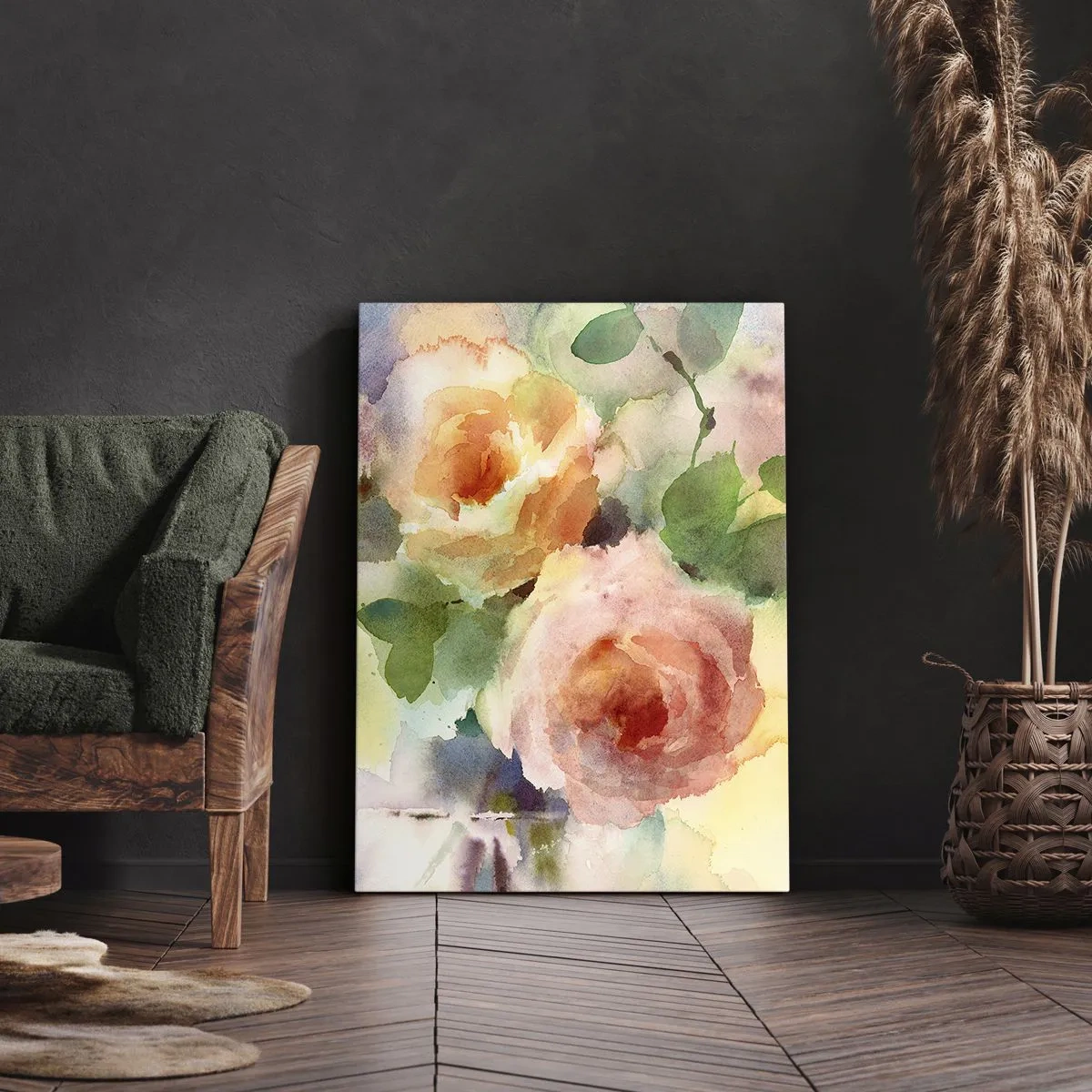 Lærredstryk - Billede på lærred - Delikat som akvarelfarve - 65x120 cm