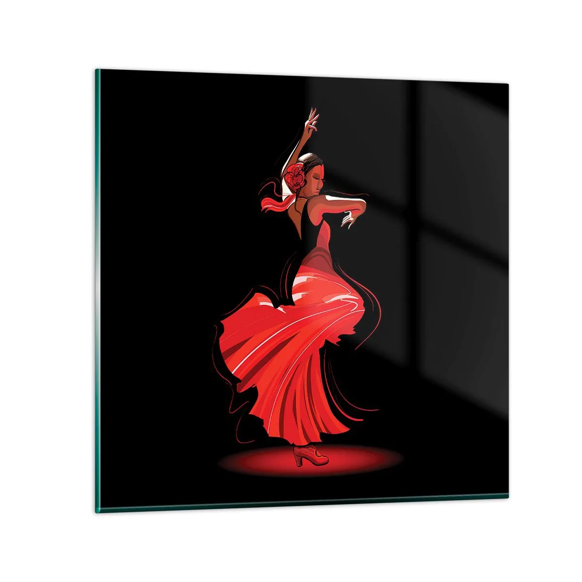 Billede på glas - Flamencoens brændende ånd - 40x40 cm