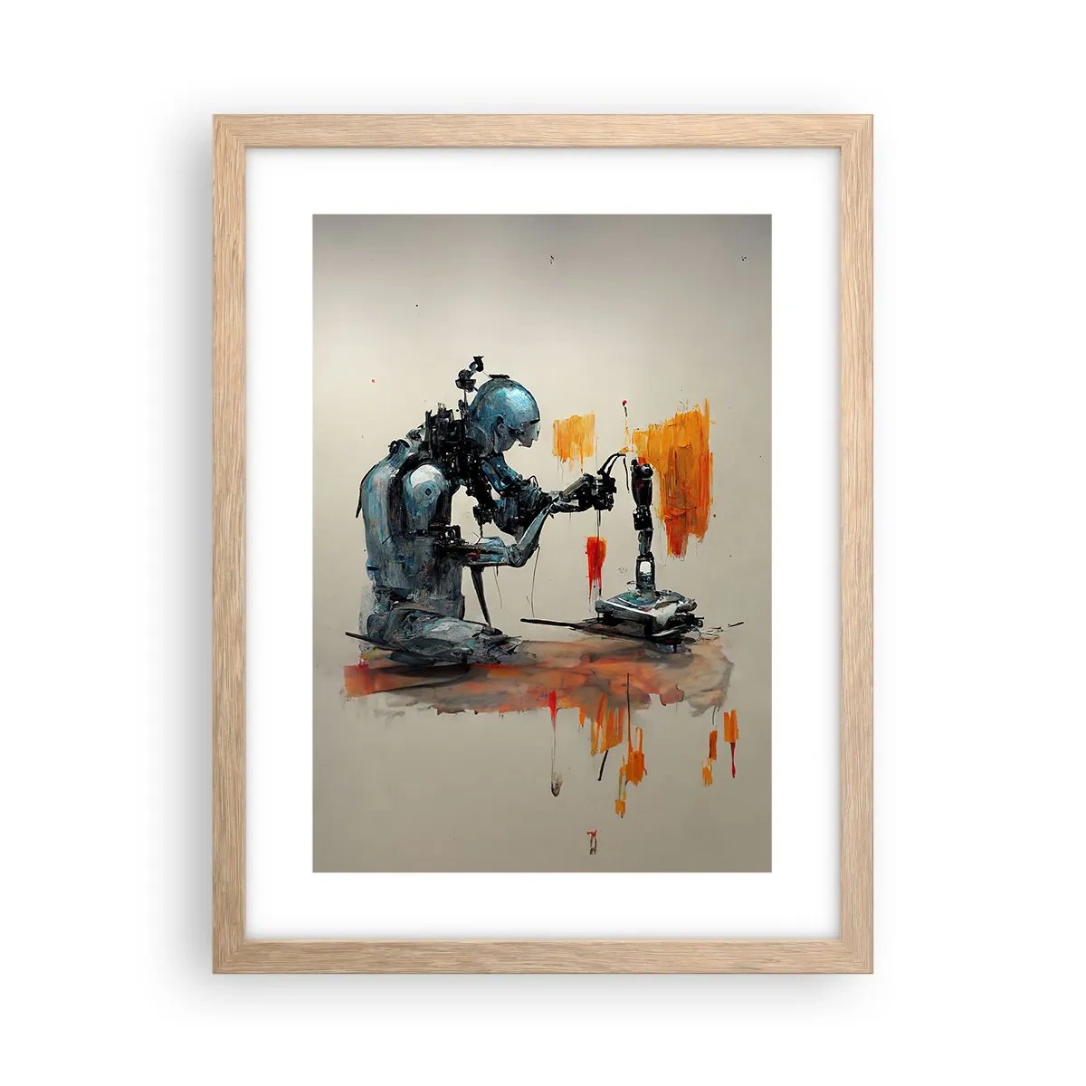 Plakat i ramme af lyst egetræ - Kommer i morgen... - 30x40 cm