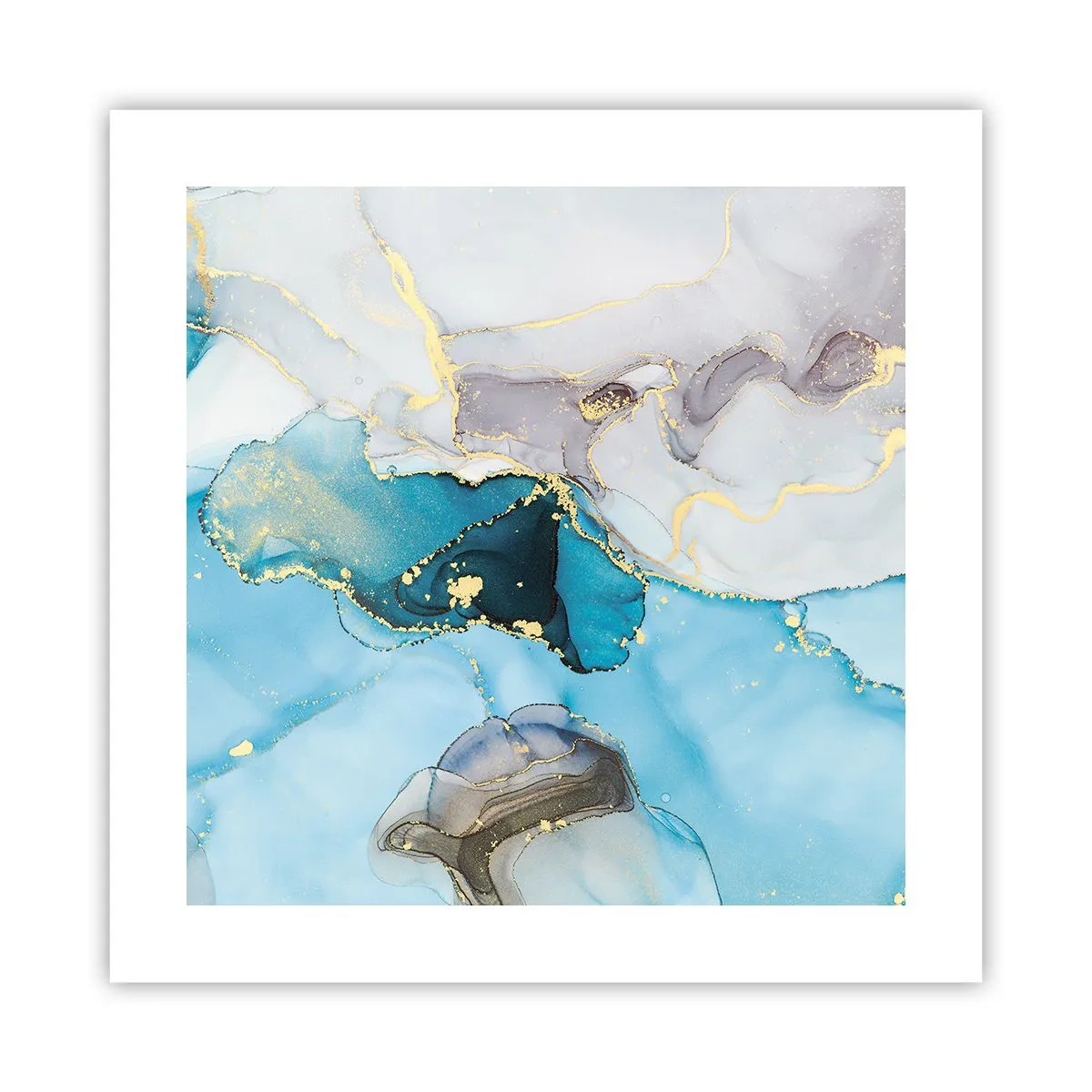 Plakat - En undersøgelse af mødet mellem grå og turkis - 40x40 cm