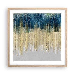 Plakat i ramme af lyst egetræ - Forgyldt grænse - 50x50 cm