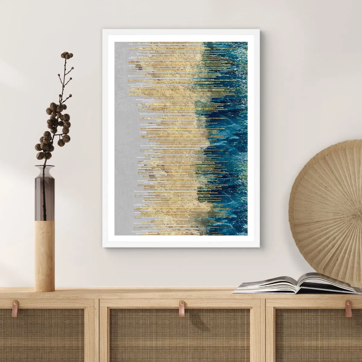 Plakat i hvid ramme - Forgyldt grænse - 50x70 cm