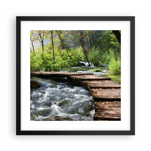 Plakat i sort ramme - Over en skummende kaskade - 40x40 cm