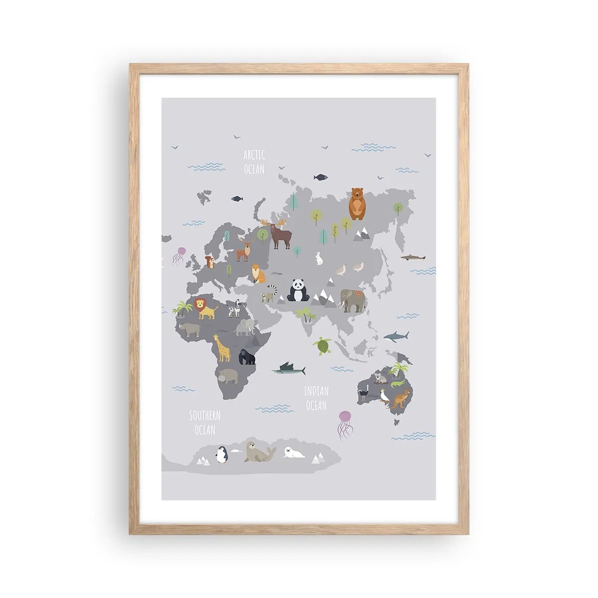 Plakat i ramme af lyst egetræ - Fortæl mig, hvor du er fra... - 50x70 cm