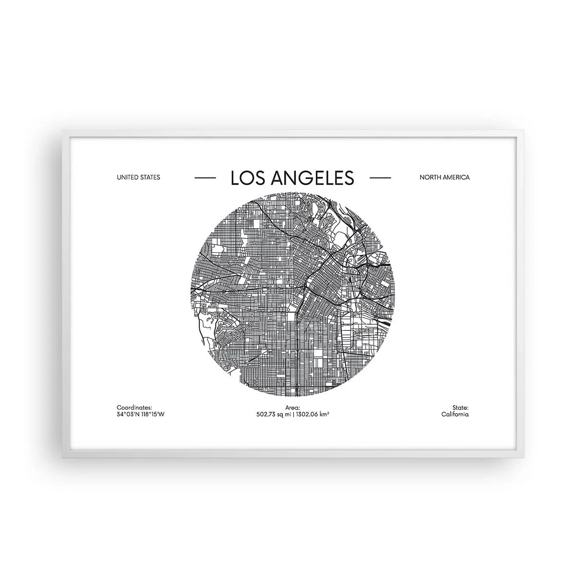 Plakat i hvid ramme - Los Angeles' anatomi - 100x70 cm