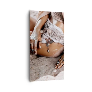 Lærredstryk - Billede på lærred - Kastet ud af bølgerne? - 65x120 cm