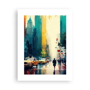 Plakat - New York - her er selv regnen farverig - 30x40 cm