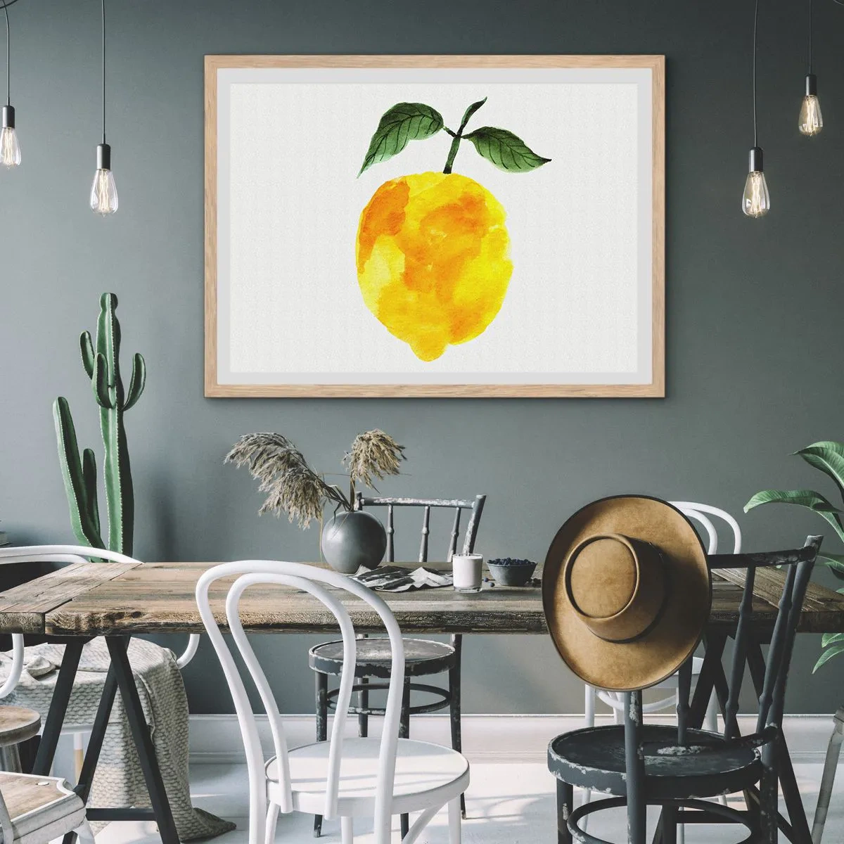 Plakat i ramme af lyst egetræ - Hvordan man kender smagen af solen - 50x40 cm