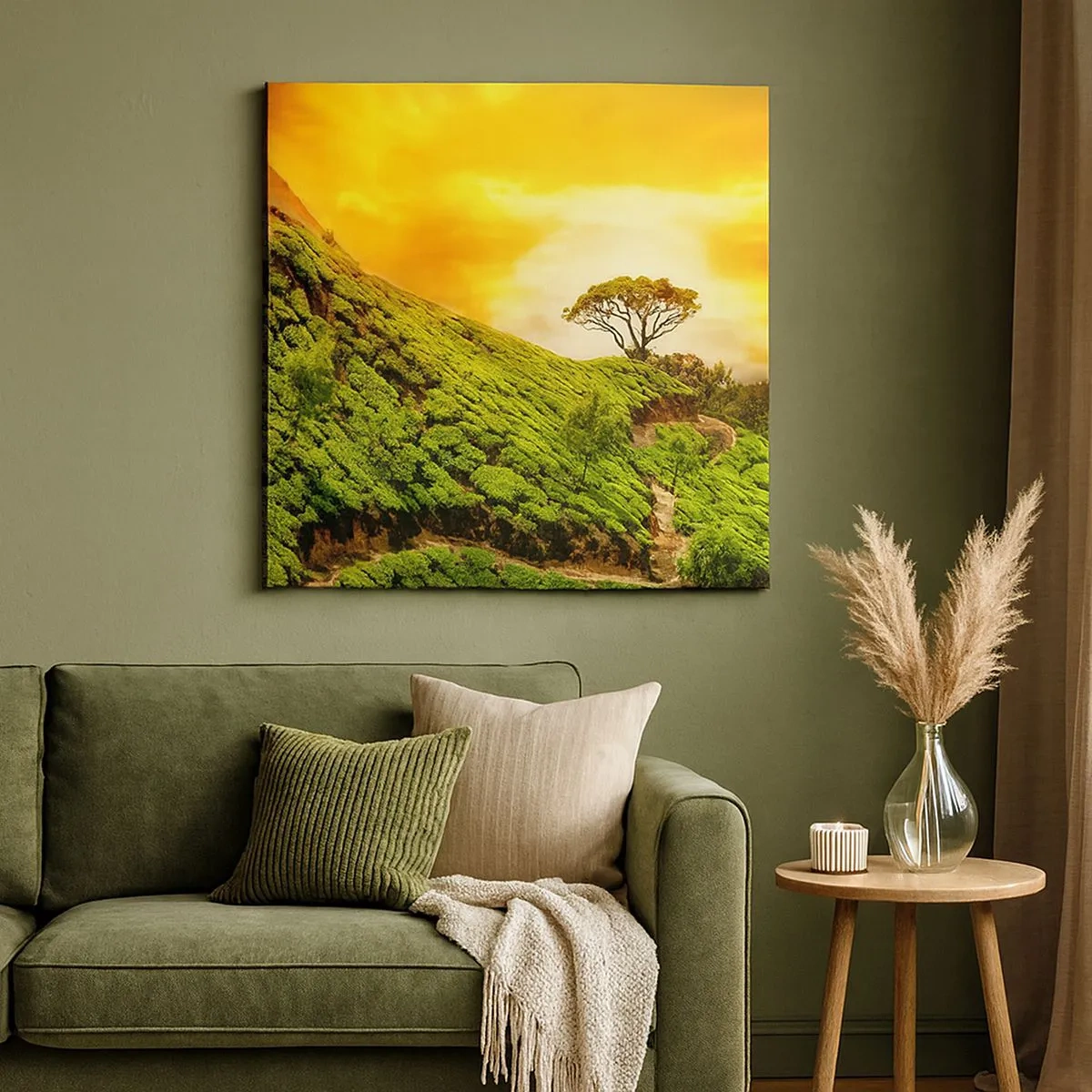 Lærredstryk - Billede på lærred - En snoet sti, en grøn skråning - 30x30 cm