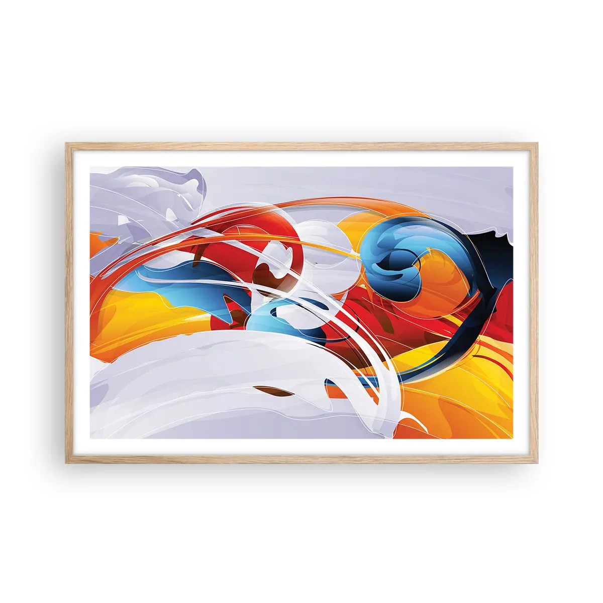 Plakat i ramme af lyst egetræ - Elementernes dans - 91x61 cm