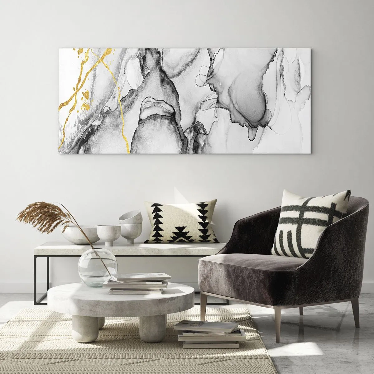 Billede på glas - Sammensætning med guldmotiv - 100x40 cm