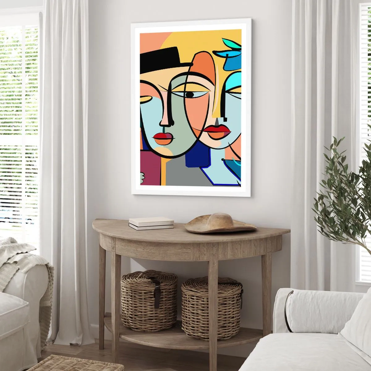 Plakat i hvid ramme - Picassos randez vous - 50x70 cm