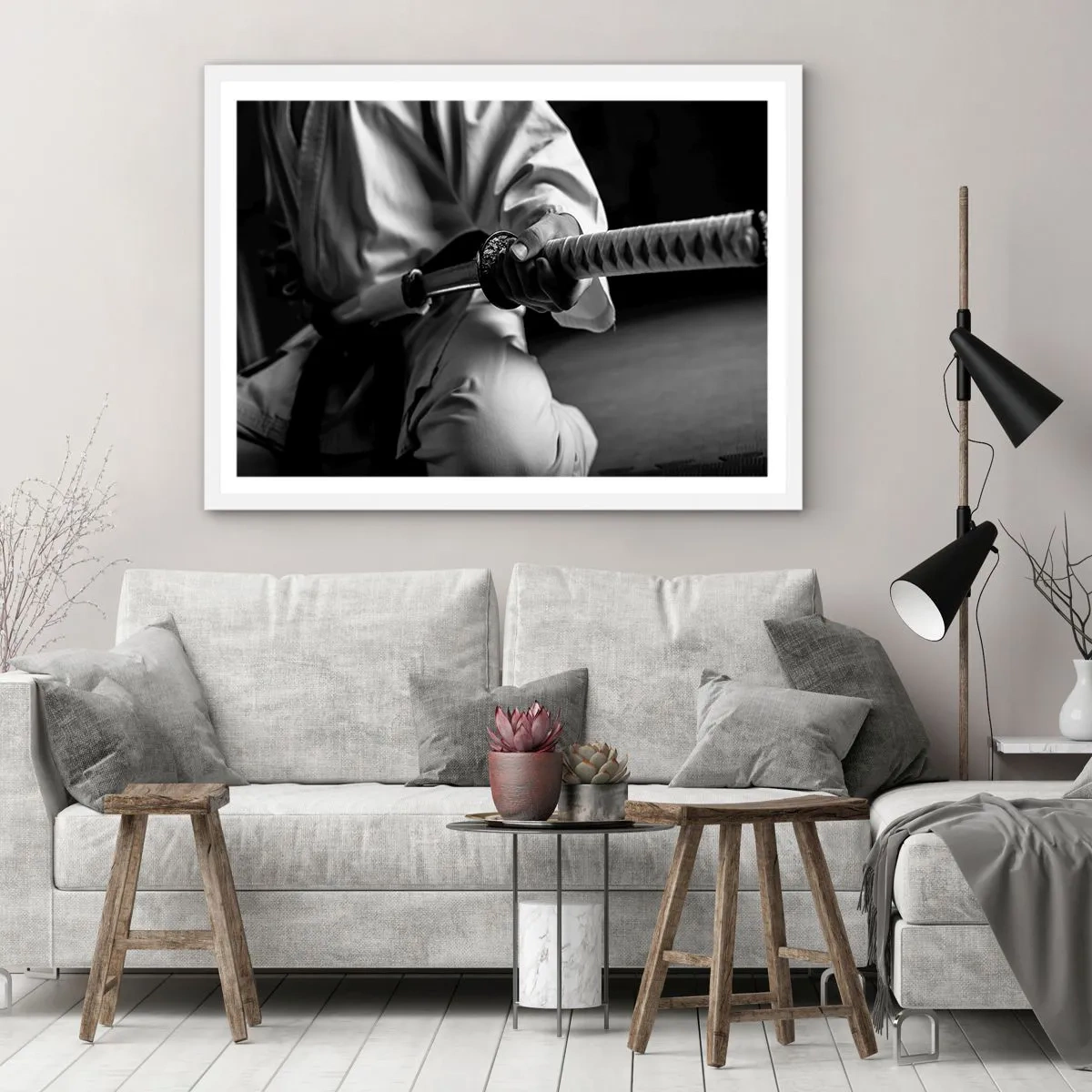 Plakat i hvid ramme - En krigers sjæl - 91x61 cm