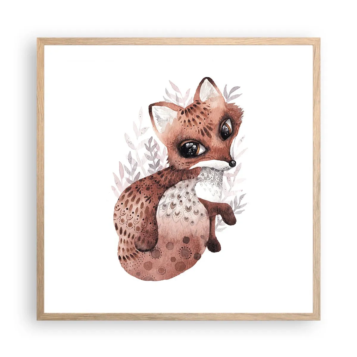 Plakat i ramme af lyst egetræ - Kun kærlighed - 60x60 cm