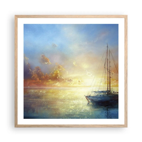 Plakat i ramme af lyst egetræ - I en gylden bugt - 60x60 cm