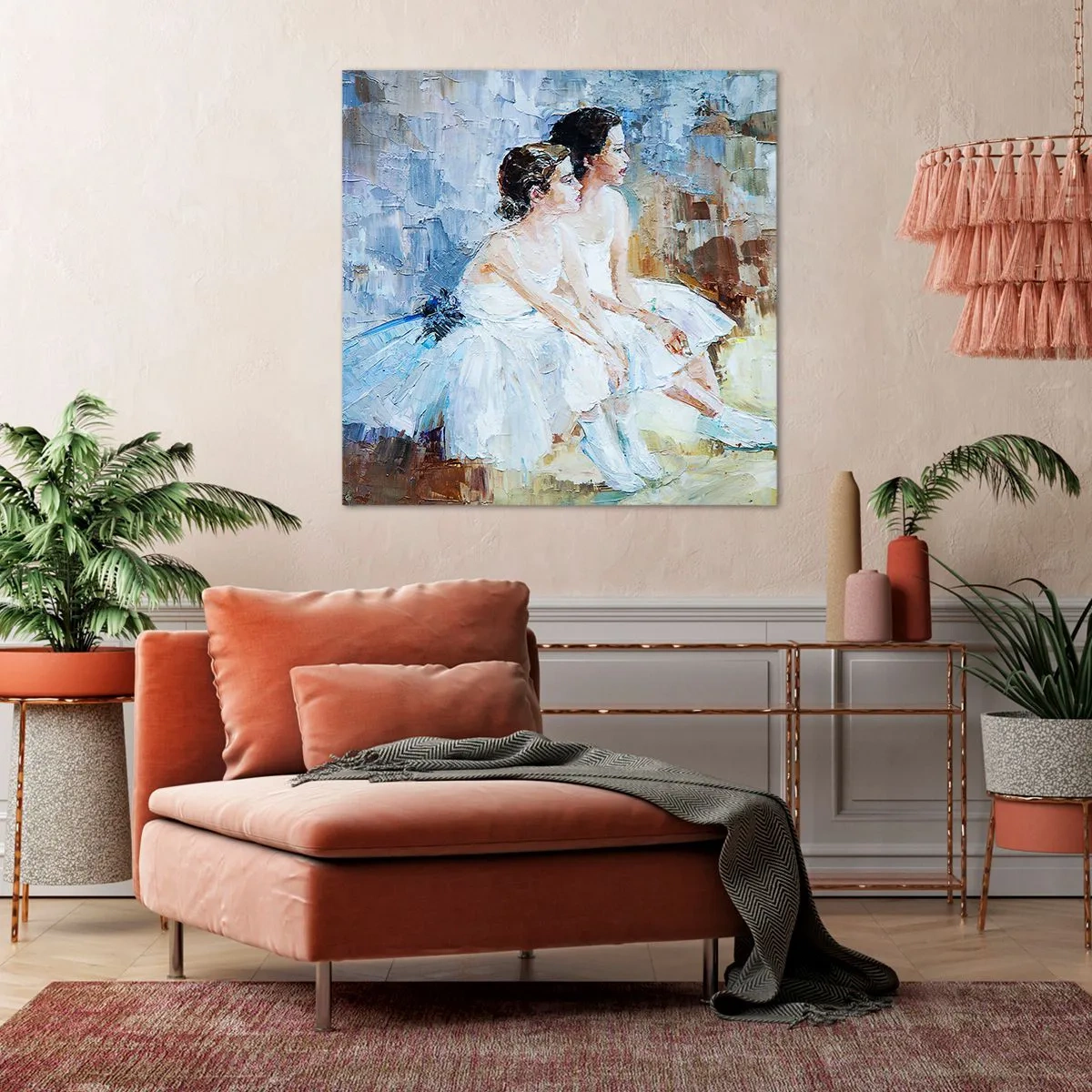 Lærredstryk - Billede på lærred - Hvile for unge svaner - 60x60 cm