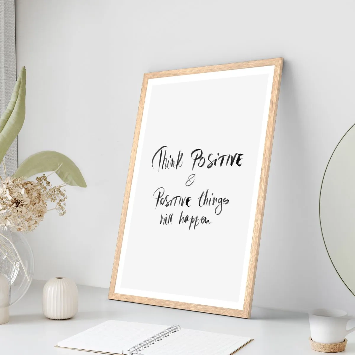 Plakat i ramme af lyst egetræ - Hvordan skal man leve? - 70x100 cm