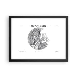 Plakat i sort ramme - Københavns anatomi - 40x30 cm