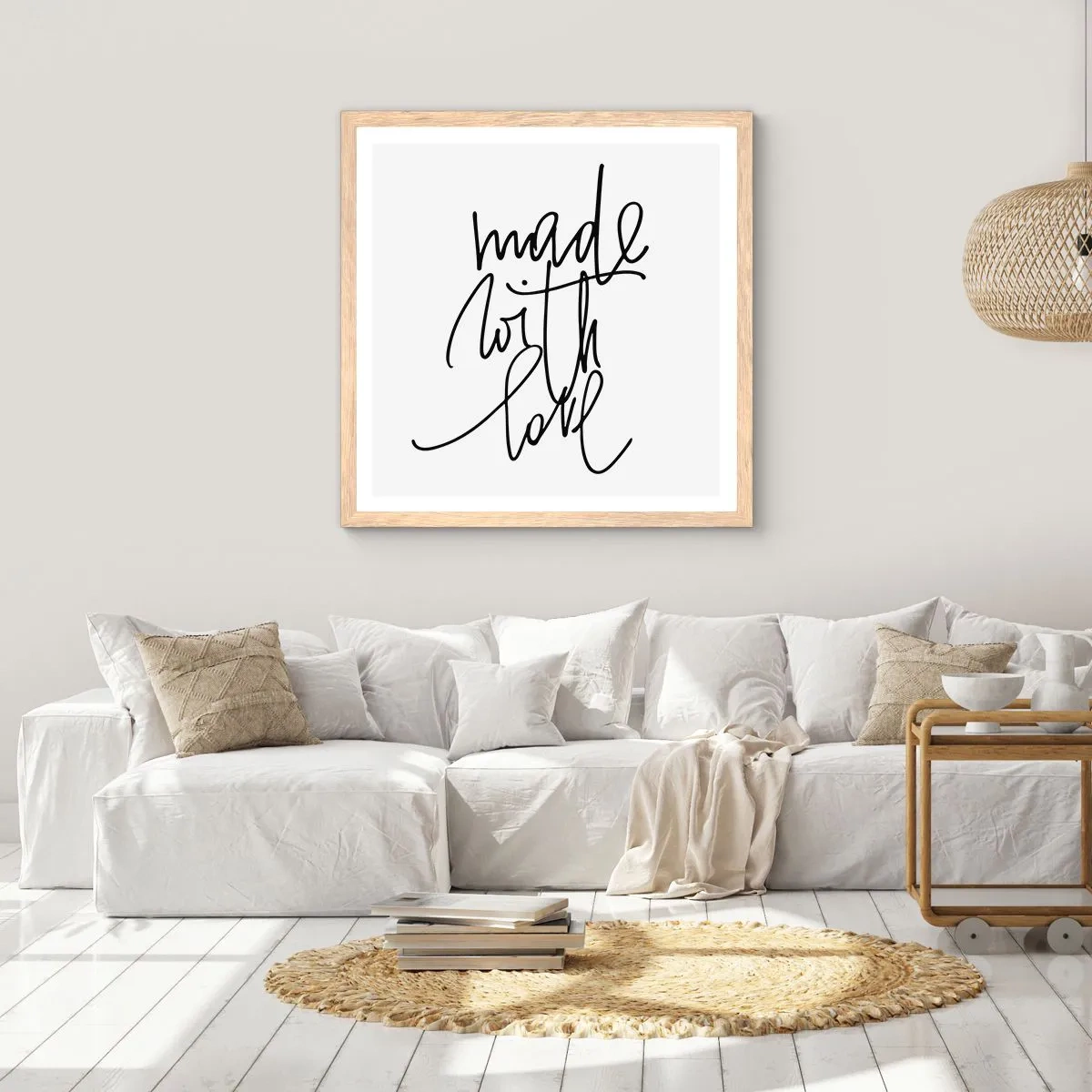 Plakat i ramme af lyst egetræ - Det bedste mærke - 30x30 cm