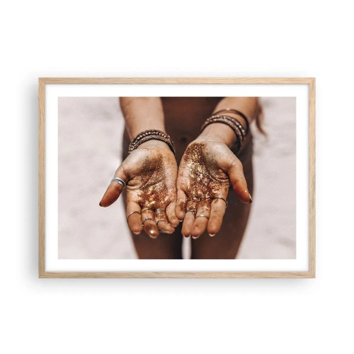 Plakat i ramme af lyst egetræ - En gave til dig - 70x50 cm