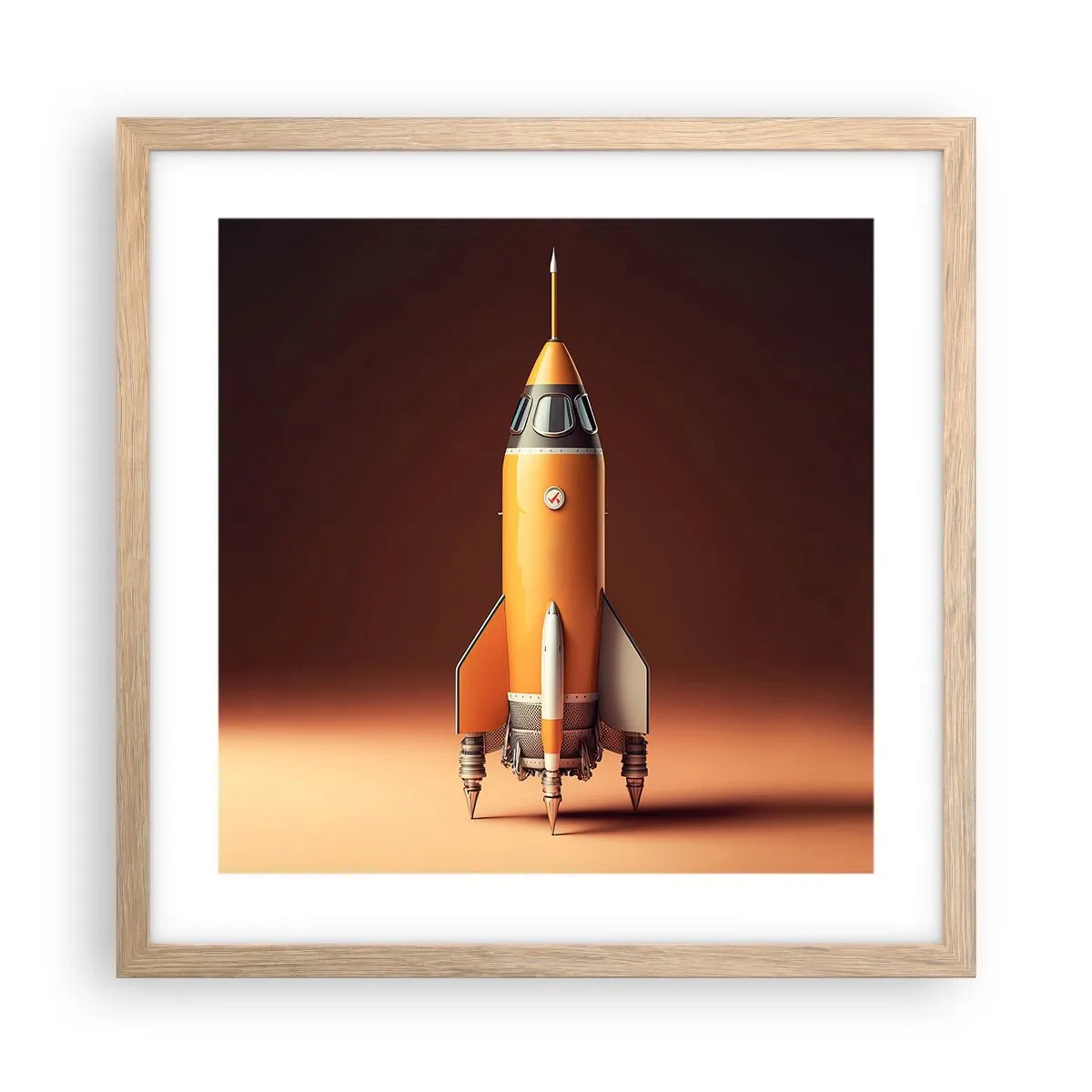 Plakat i ramme af lyst egetræ - Det begynder med en drøm - 40x40 cm