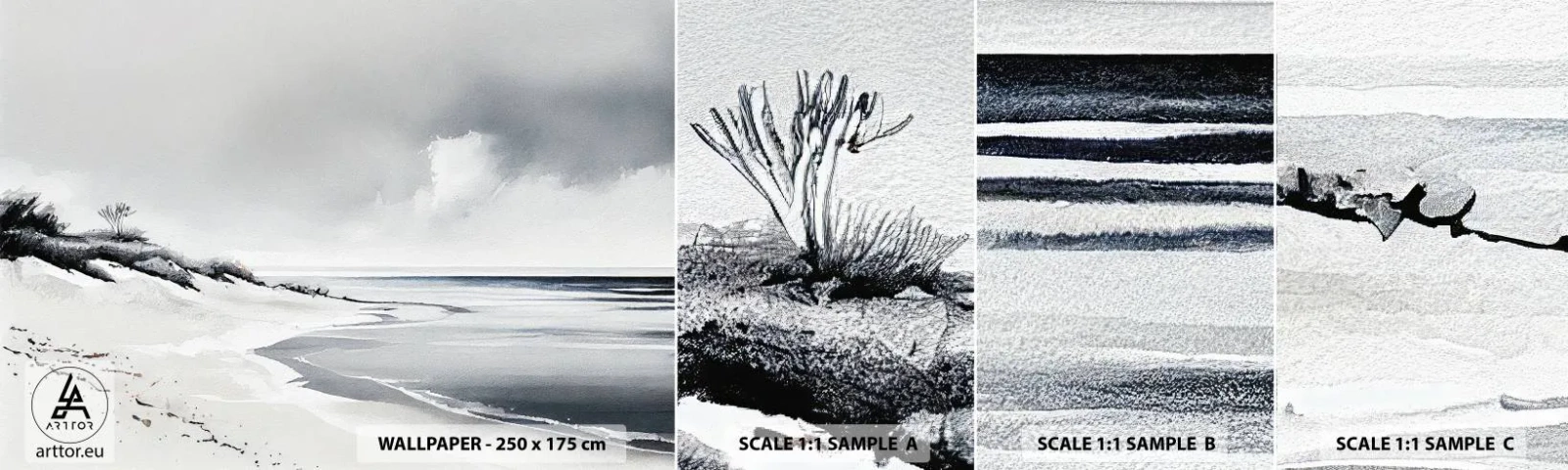 Fototapet Prøve Standard Eco - Altid sammen - Klitter, Strand, Ocean - 100x30 cm