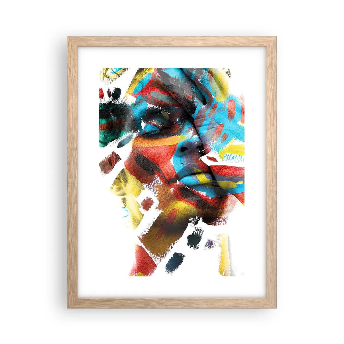 Plakat i ramme af lyst egetræ - Farverig personlighed - 30x40 cm